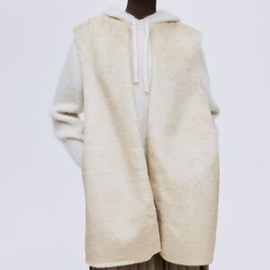 Sleeveless Faux Shearling Vest in Cream